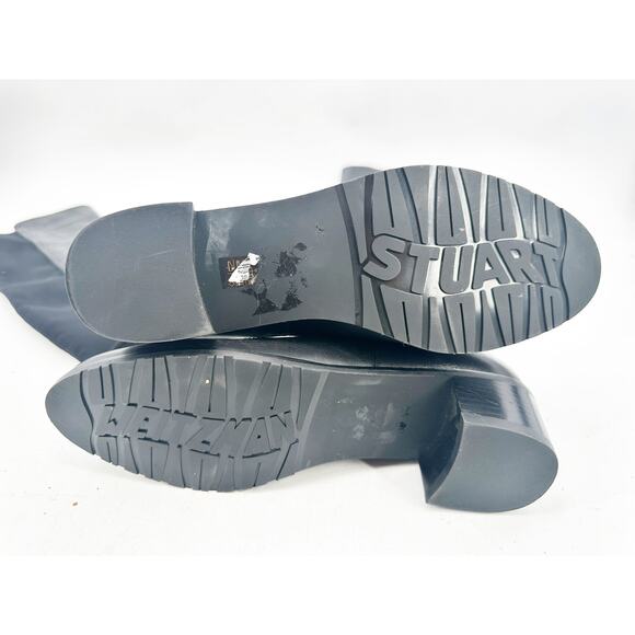 Stuart Weitzman Lynelle Black Leather & Neoprene Over-the-Knee Boots 7 - Picture 5 of 6